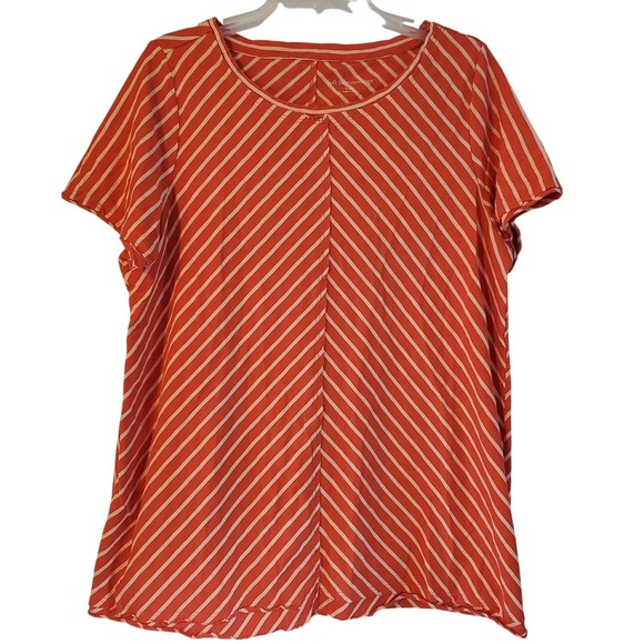 Soft Surroundings Tops - Soft Surroundings Shirt‎ Womens Extra Large Orange White Striped Pima Cotton